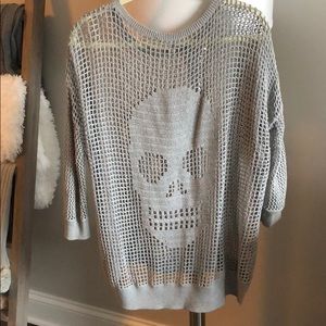 Autumn Cashmere Crocheted Skull Sweater